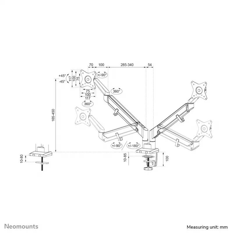 Neomounts DS70-810BL2 näyttövarsi 17-32
