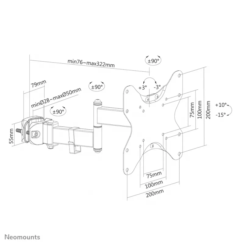 Neomounts FL40-450BL12 TV-mastokiinnike 58,4-106,7 cm (23-42