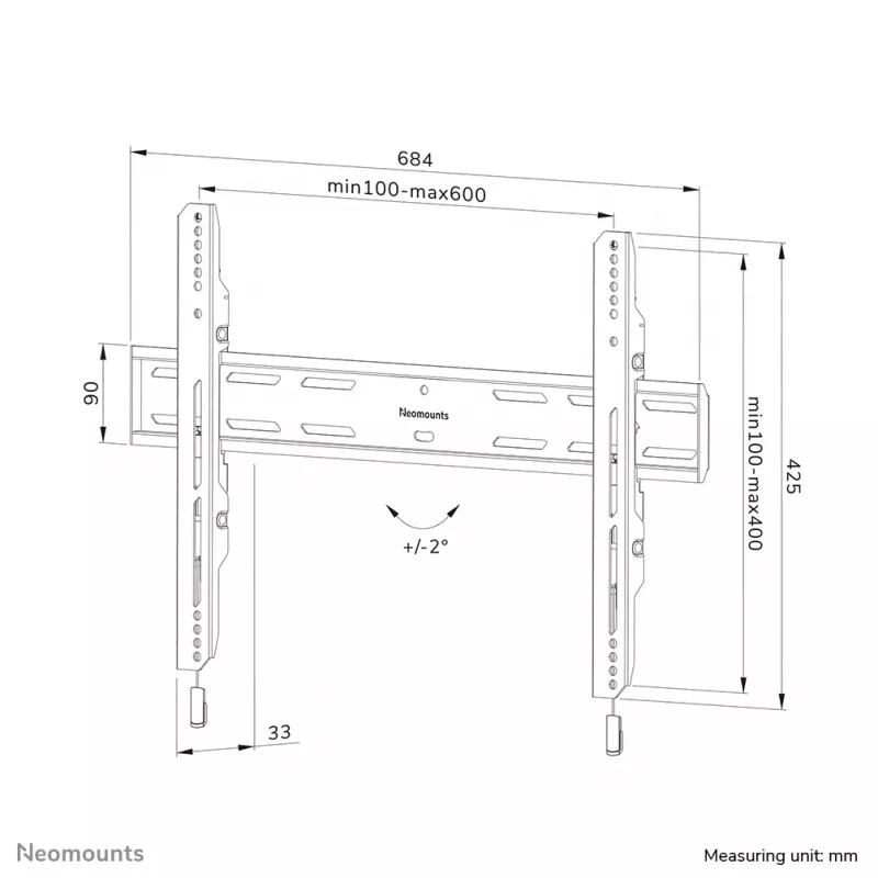 Neomounts WL30S-850BL16 TV-seinäteline 42-86