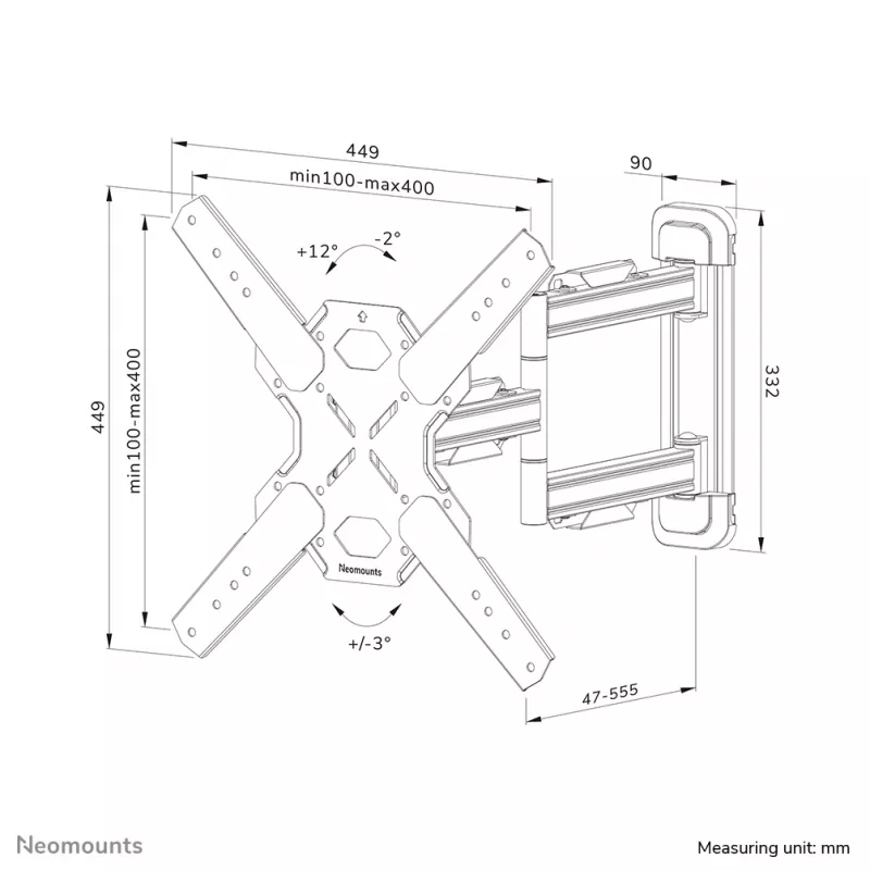 Neomounts WL40S-850BL14 TV-seinäteline 40-65