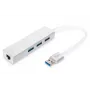 DIGITUS USB 3.0, 3-porttinen keskitin & Gigabit-LAN-sovitin 3xUSB A/F, 1xUSB A/M, 1xRJ45 LAN tukee Windows ja Mac OS