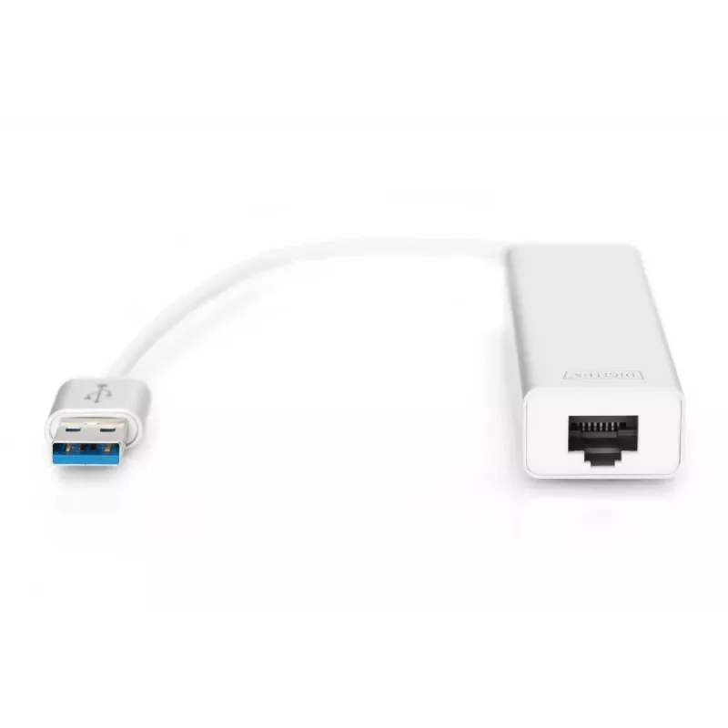 DIGITUS USB 3.0, 3-porttinen keskitin & Gigabit-LAN-sovitin 3xUSB A/F, 1xUSB A/M, 1xRJ45 LAN tukee Windows ja Mac OS