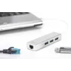 DIGITUS USB 3.0, 3-porttinen keskitin & Gigabit-LAN-sovitin 3xUSB A/F, 1xUSB A/M, 1xRJ45 LAN tukee Windows ja Mac OS