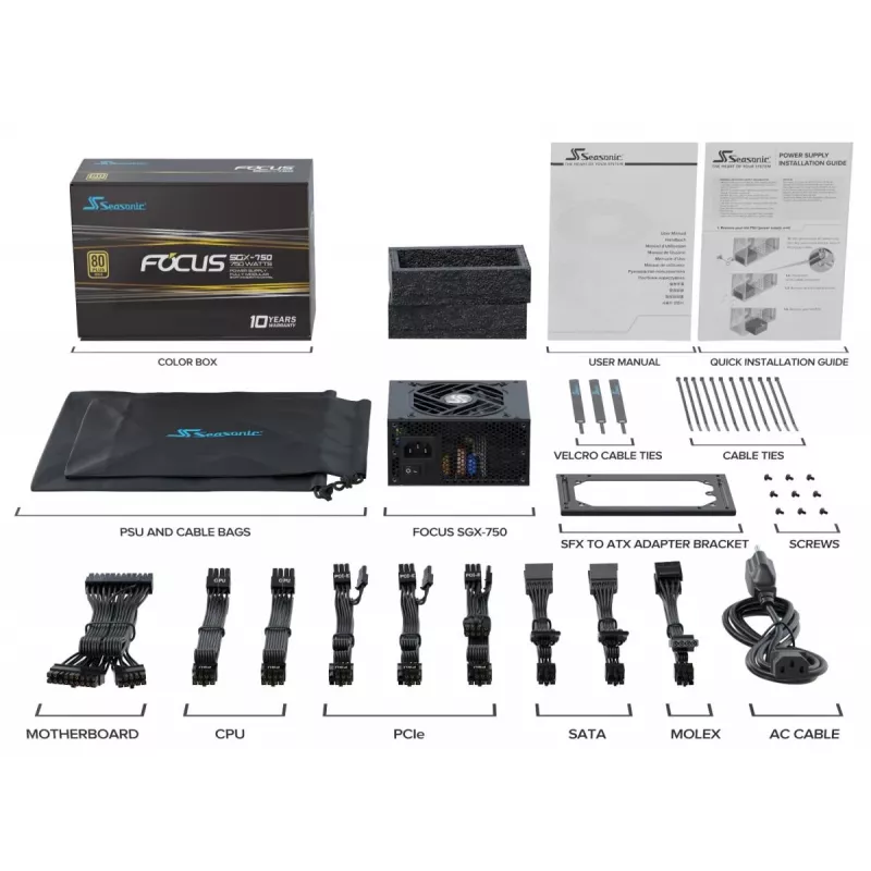 SEASONIC Focus Sgx-750 (2021) virtalähde 750 W 20+4 Pin