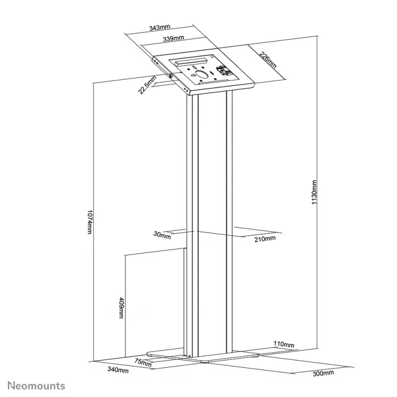 Neomounts FL15-750WH1 tablettilattiateline 9,7–11 tuuman - lukittava