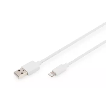 DIGITUS USB-A - Lightning MFI C89, 2 m data- ja latauskaapeli, valkoinen, 5 V, 2,4 A