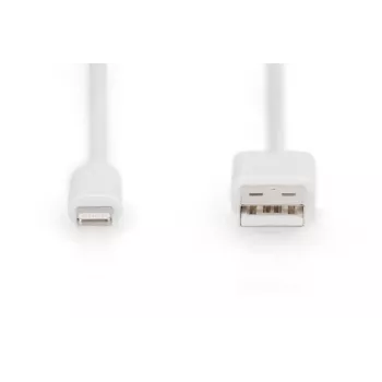DIGITUS USB-A - Lightning MFI C89, 2 m data- ja latauskaapeli, valkoinen, 5 V, 2,4 A