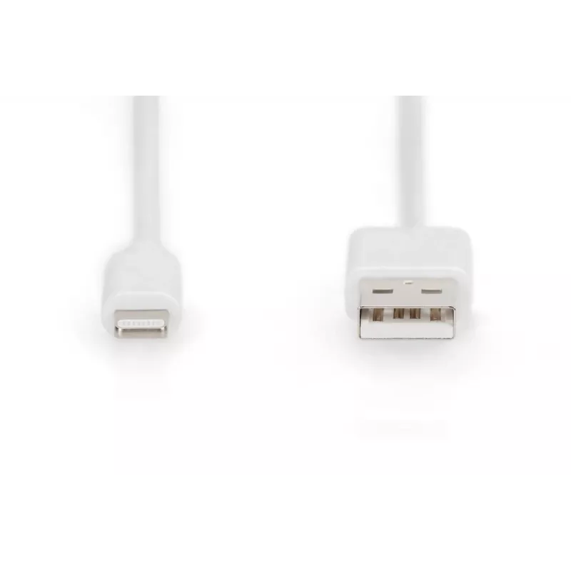 DIGITUS USB-A - Lightning MFI C89, 2 m data- ja latauskaapeli, valkoinen, 5 V, 2,4 A