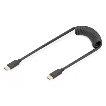 DIGITUS USB - Type-C - USB - Type-C spiraalikaapeli, TPU USB 2.0, PD60W Max; 1 m