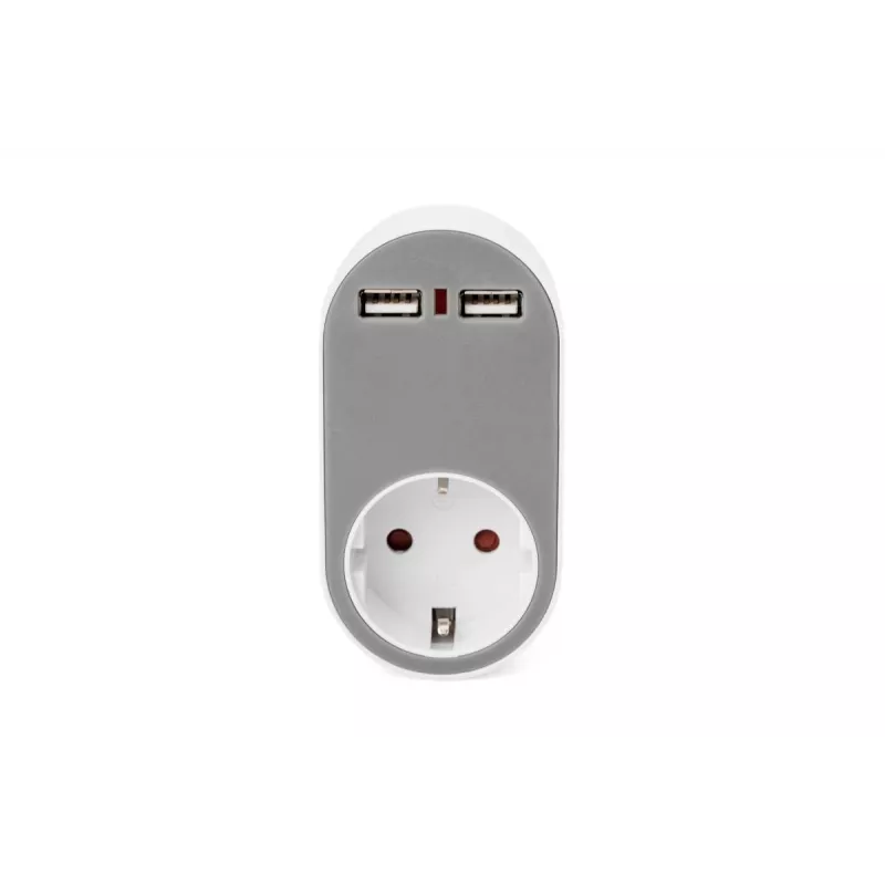 DIGITUS verkkolaite 2 USB-liitännällä 250V, 50 Hz, USB: 5V, 2,1A, valkoinen / harmaa