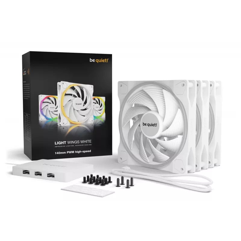 be quiet Light Wings White | 140mm PWM high-speed Triple-Pack tietokonekotelon tuuletin 14 cm 3 kpl