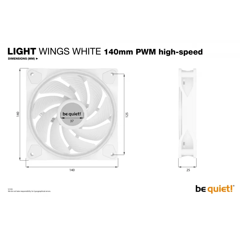 be quiet Light Wings White | 140mm PWM high-speed Triple-Pack tietokonekotelon tuuletin 14 cm 3 kpl
