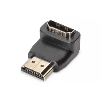DIGITUS HDMI-sovitin, tyyppi A, 90° kulma M/F, Ultra HD 60p, musta kulta
