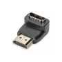 DIGITUS HDMI-sovitin, tyyppi A, 90° kulma M/F, Ultra HD 60p, musta kulta