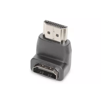 DIGITUS HDMI-sovitin, tyyppi A, 90° kulma M/F, Ultra HD 60p, musta kulta
