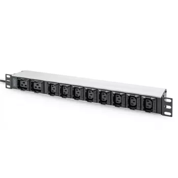DIGITUS 1U alumiininen PDU telakointiin 8x C13 2x C19 16A 230VAC 50/60Hz IEC C20 pistoke