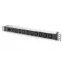 DIGITUS 1U alumiininen PDU telakointiin 9x C13 10A 230VAC 50/60Hz IEC C14 tulo 10A sulake
