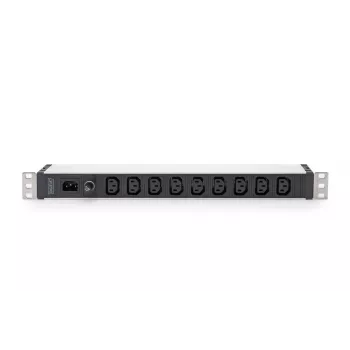 DIGITUS 1U alumiininen PDU telakointiin 9x C13 10A 230VAC 50/60Hz IEC C14 tulo 10A sulake