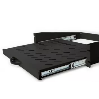 DIGITUS 2U ulosvedettävä hylly kaapeille alkaen 450 mm syvyys 88x483x352 mm, enintään 30 kg, musta (RAL 9005)