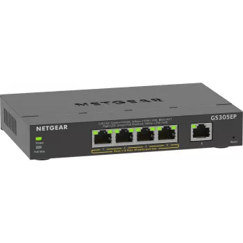 NETGEAR 5-porttinen Gigabit Ethernet PoE+ Plus -kytkin (GS305EP) Managed L2/L3 Gigabit Ethernet (10/100/1000) Power over Ethernet (PoE) musta