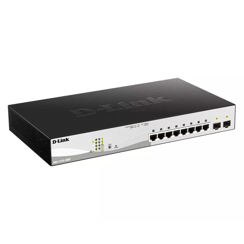 D-Link DGS-1210-10MP hallittava L2 Gigabit Ethernet (10/100/1000) Power over Ethernet (PoE) musta, harmaa