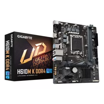GIGABYTE H610M K DDR4 -emolevy - tukee Intel Core 14. sukupolven suorittimia, 3+1+1 vaiheinen hybriditehon suunnittelu, jopa 3200 MHz DDR4, 1x PCIe 3.0 M.2, GbE LAN, USB 3.2 Gen 1