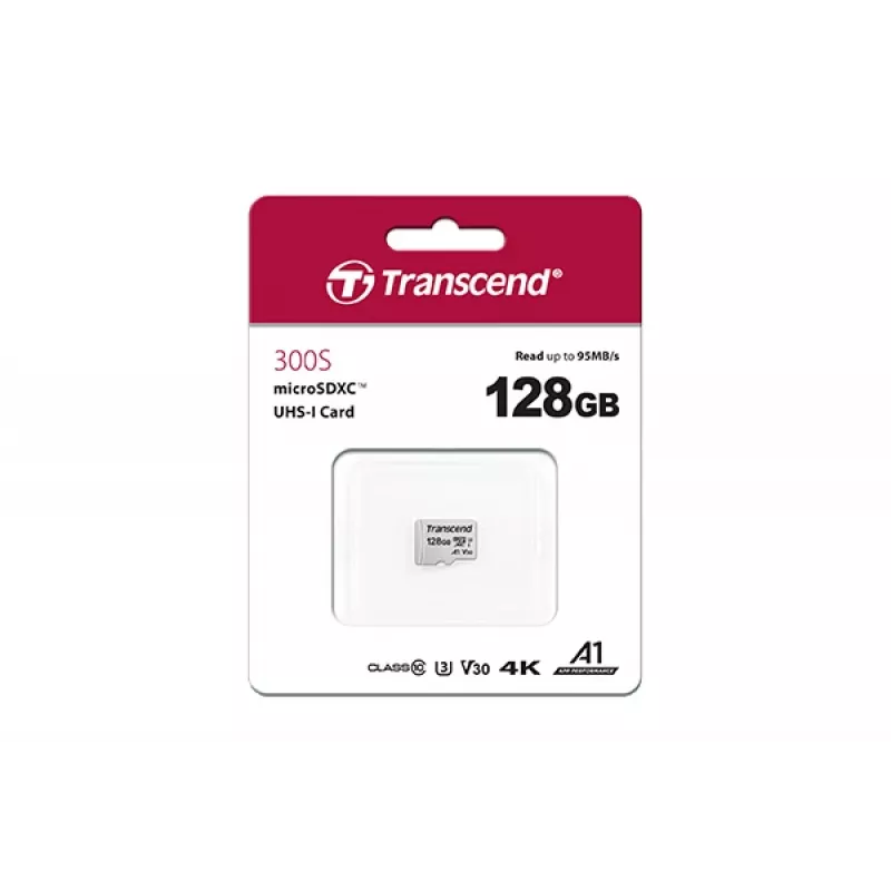 TRANSCEND Micro-SDXC-kortti 300S 128GB UHS-I U3 ilman adapteria