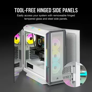 CORSAIR Mid-Tower ATX PC-kotelo - iCUE 5000T - RGB karkaistu lasi - valkoinen