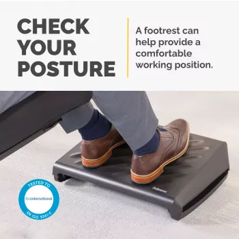 Fellowes jalkatuki työpöydän alle - Breyta jalkatuki ergonominen jalkatuki strukturoidulla pinnalla - jalkatukijakkara toimistoon & kotiin - musta