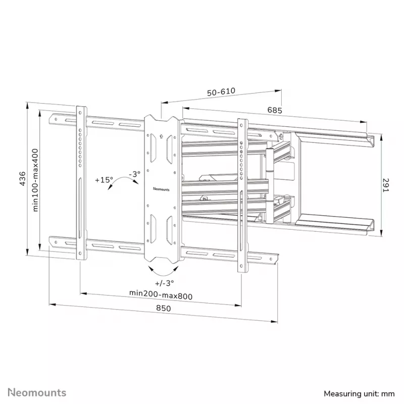 Neomounts WL40S-850BL18 TV-seinäteline 43-86