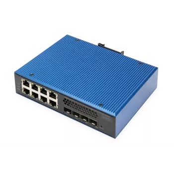 Digitus DN-651161 teollinen hallittava L3 Gigabit PoE -kytkin, 8+4 10G-uplink-porttia