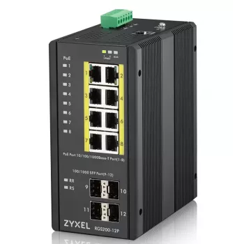 Zyxel RGS200-12P hallittava L2 Gigabit Ethernet (10/100/1000) Power over Ethernet (PoE) musta