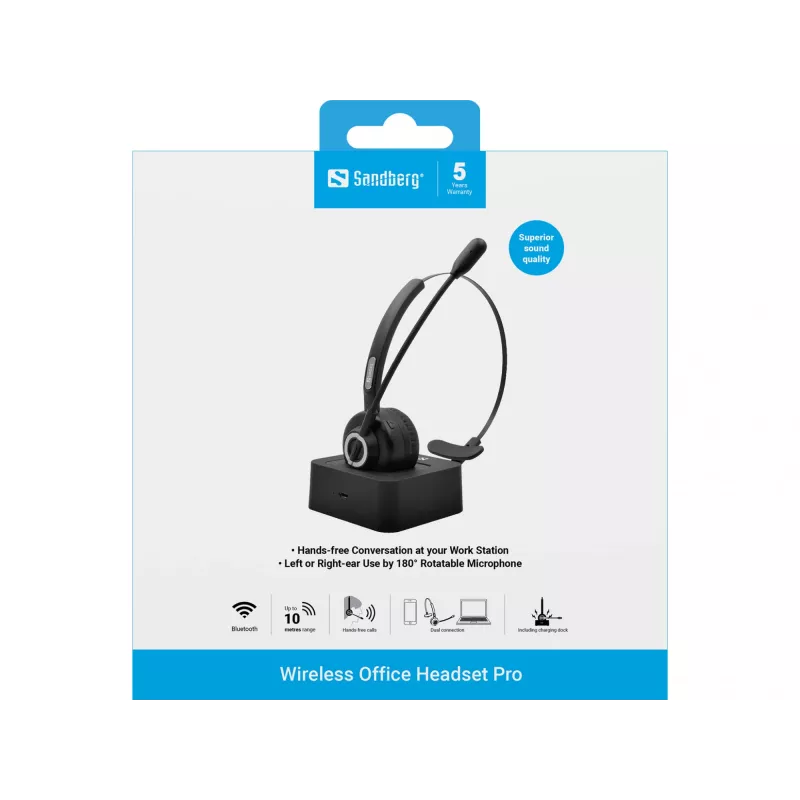 Kuulokemikrofoni Sandberg Wireless Office Headset Pro