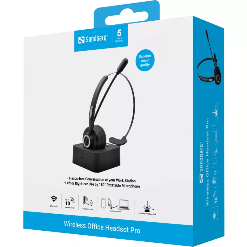 Kuulokemikrofoni Sandberg Wireless Office Headset Pro