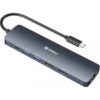 Sandberg USB-C 8K -näyttötelakka USB 3.2 Gen 1 Type-C 100W Power Delivery