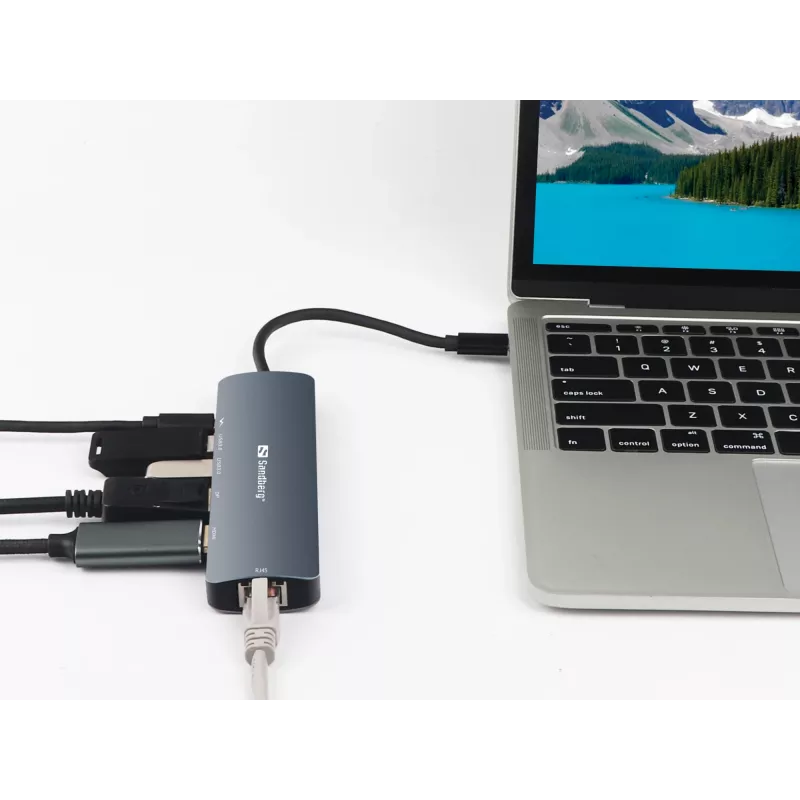 Sandberg USB-C 8K -näyttötelakka USB 3.2 Gen 1 Type-C 100W Power Delivery