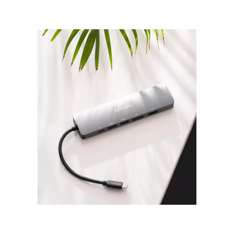 Sandberg USB-C 8K -näyttötelakka USB 3.2 Gen 1 Type-C 100W Power Delivery