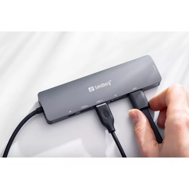 Sandberg USB-C 8K -näyttötelakka USB 3.2 Gen 1 Type-C 100W Power Delivery