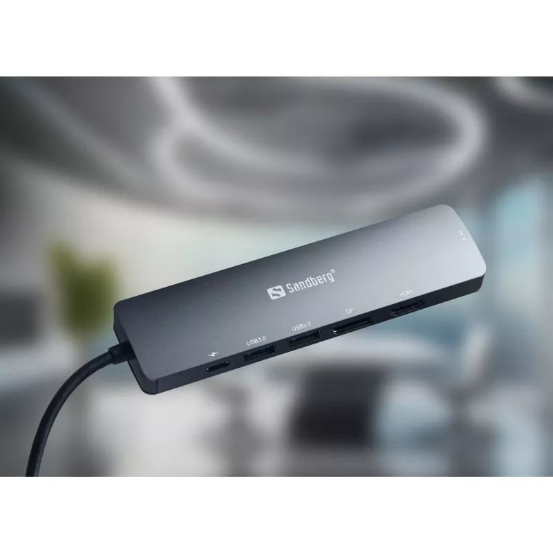 Sandberg USB-C 8K -näyttötelakka USB 3.2 Gen 1 Type-C 100W Power Delivery