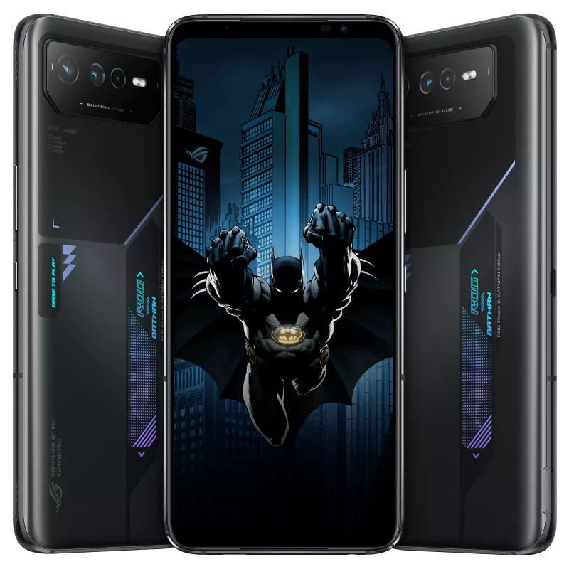 ASUS ROG Phone 6D Batman Edition älypuhelin, 12 GB/256 GB, 6,78 tuumaa, Night Black