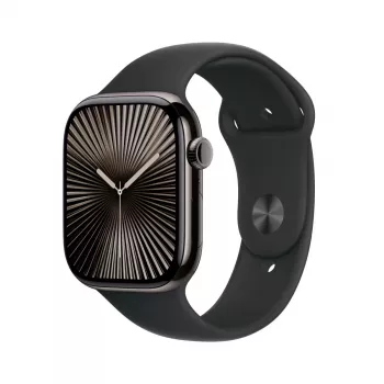 APPLE Watch Series 10 GPS + Cellular 46 mm Schiefer-Titanium-kotelo ja musta Sport-ranneke – M/L