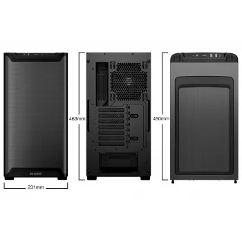 PC-kotelo bequiet! PURE BASE 501 Airflow Window MIDI Tower — ATX, karkaistu lasi, 3x140/240 mm tuki, 2x3,5