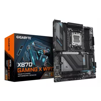 GIGABYTE X870 GAMING X WIFI7 -emolevy – tukee AMD Ryzen 9000 -suorittimia, 16+2+2 vaihe VRM, jopa 8000 MHz DDR5 (OC), 1xPCIe 5.0 + 2xPCIe 4.0, Wi-Fi 7, 2.5GbE LAN, USB 4