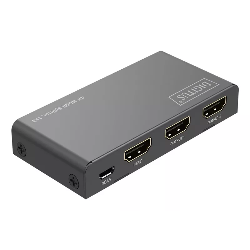 DIGITUS 1x2 HDMI-jakaja 4K/60Hz HDCP 2.2 EDID Control