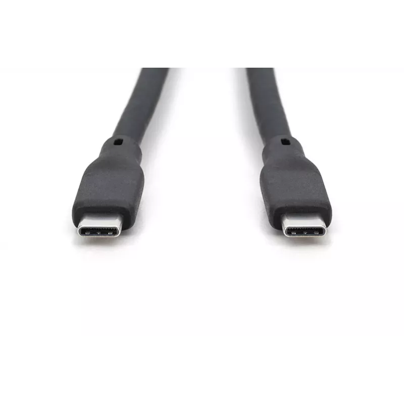DIGITUS USB silikoniliitäntäkaapeli USB-C - USB-C USB 3.2 Gen2 10G 4K 100W - 50cm musta