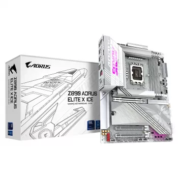 GIGABYTE Z890 AORUS ELITE X ICE emolevy - tukee Intel Core Ultra (sarja 2) -suorittimia, 16+1+2 vaihe VRM, jopa 9500MHz DDR5 (OC), 1xPCIe 5.0 + 4xPCIe 4.0, Wi-Fi 7, 2.5GbE LAN, Thunderbolt 4