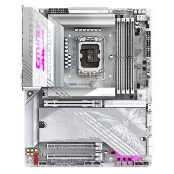GIGABYTE Z890 AORUS ELITE X ICE emolevy - tukee Intel Core Ultra (sarja 2) -suorittimia, 16+1+2 vaihe VRM, jopa 9500MHz DDR5 (OC), 1xPCIe 5.0 + 4xPCIe 4.0, Wi-Fi 7, 2.5GbE LAN, Thunderbolt 4