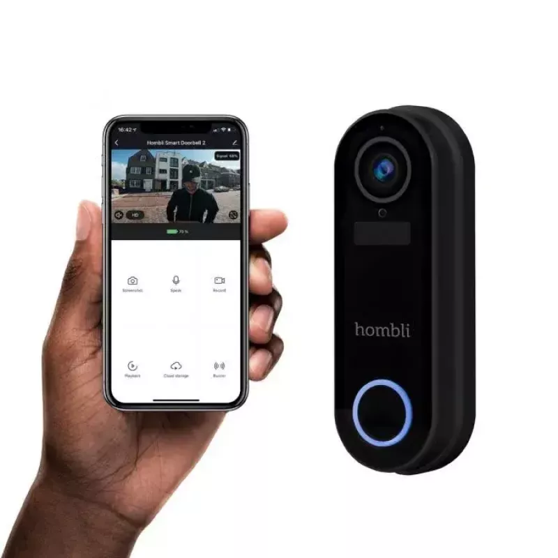 Älykäs ovikello Hombli Pack musta valkoinen IP65 langaton 1080p