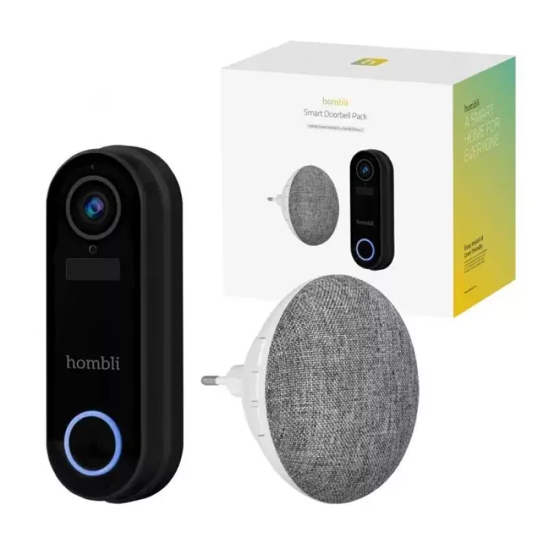 Älykäs ovikello Hombli Pack musta valkoinen IP65 langaton 1080p
