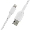 BELKIN Lightning - USB-A -kaapeli, punottu, 1 m, valkoinen